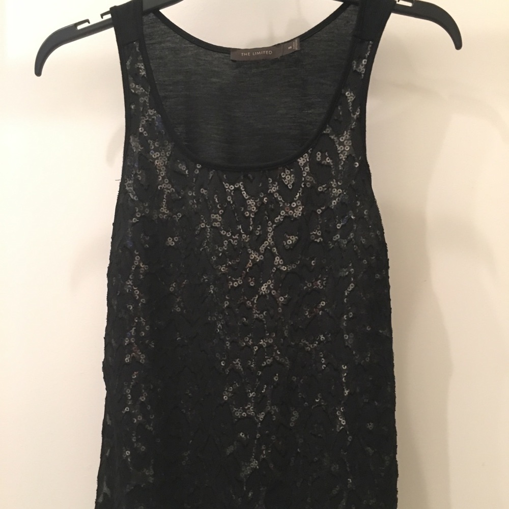 The Limited, XS, black sequined backing tank top.